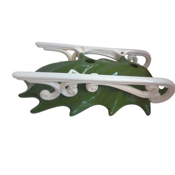Vintage Ceramic Christmas Holly Leaf Sled Candy Dish Centerpiece - Picture 7 of 9